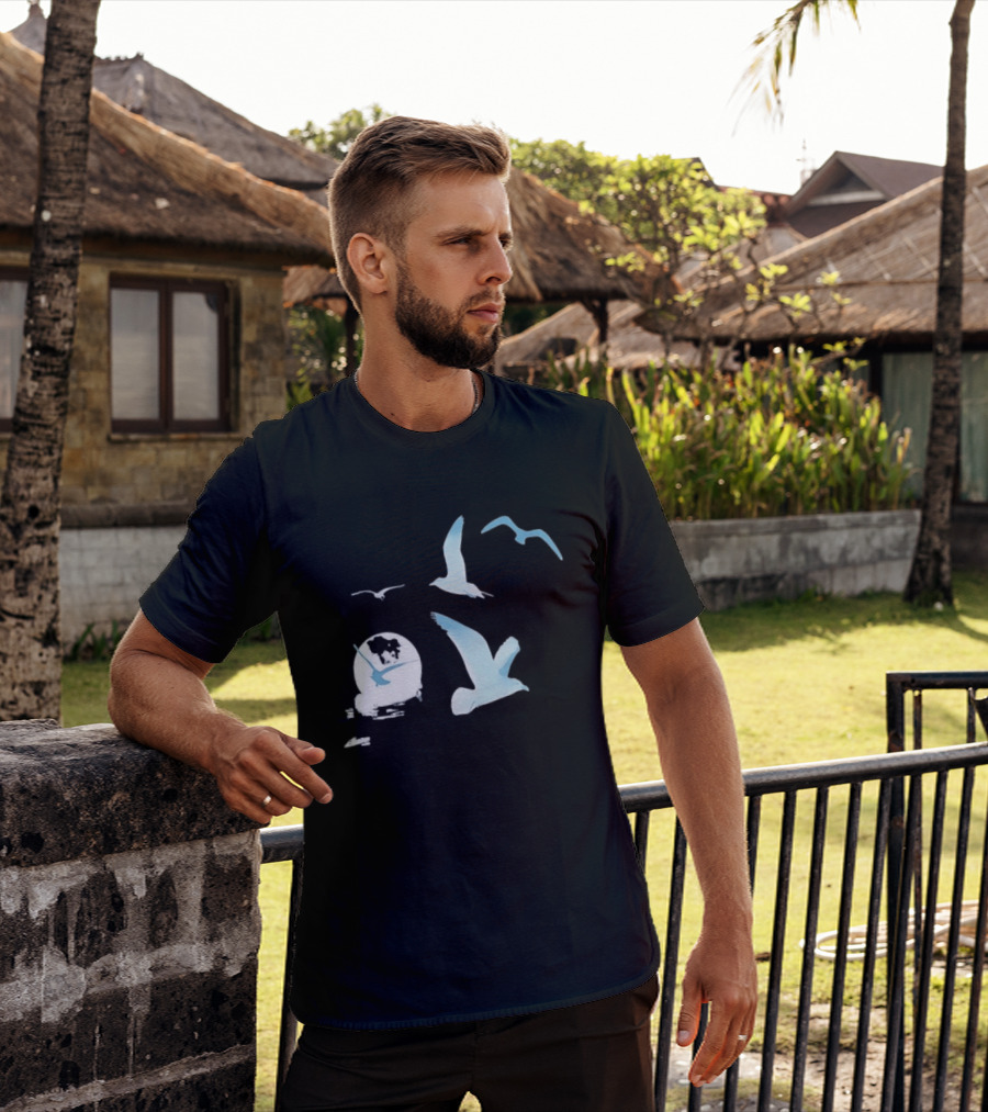 1989 Seagull Boxy Flock In Flight Retro Aesthetic T-Shirt