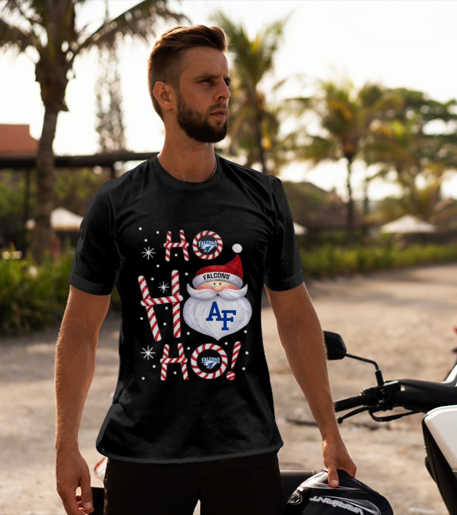 Air Force Falcons Christmas Santa Ho Ho Ho Peppermint Letters T-Shirt