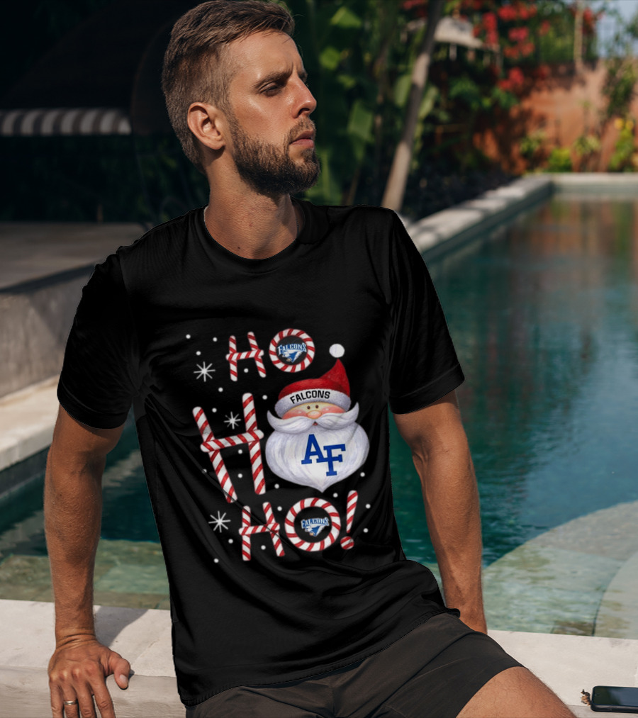 Air Force Falcons Christmas Santa Ho Ho Ho Peppermint Letters T-Shirt