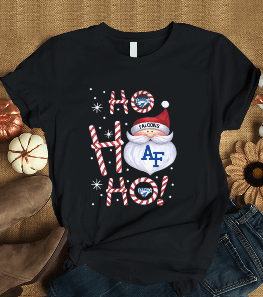Air Force Falcons Christmas Santa Ho Ho Ho Peppermint Letters T-Shirt