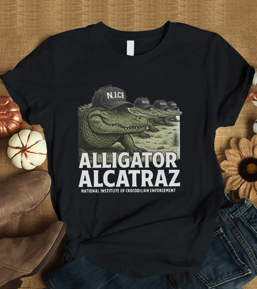 Alligator Alcatraz N.I.C.E. National Institute Of Crocodilian Enforcement T-Shirt