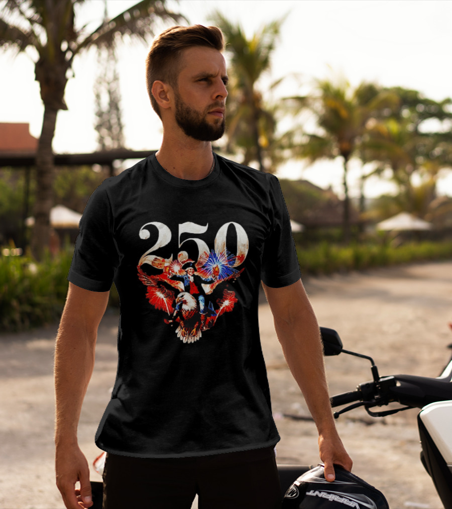 America 250 Ben Franklin Bald Eagle Fireworks T-Shirt