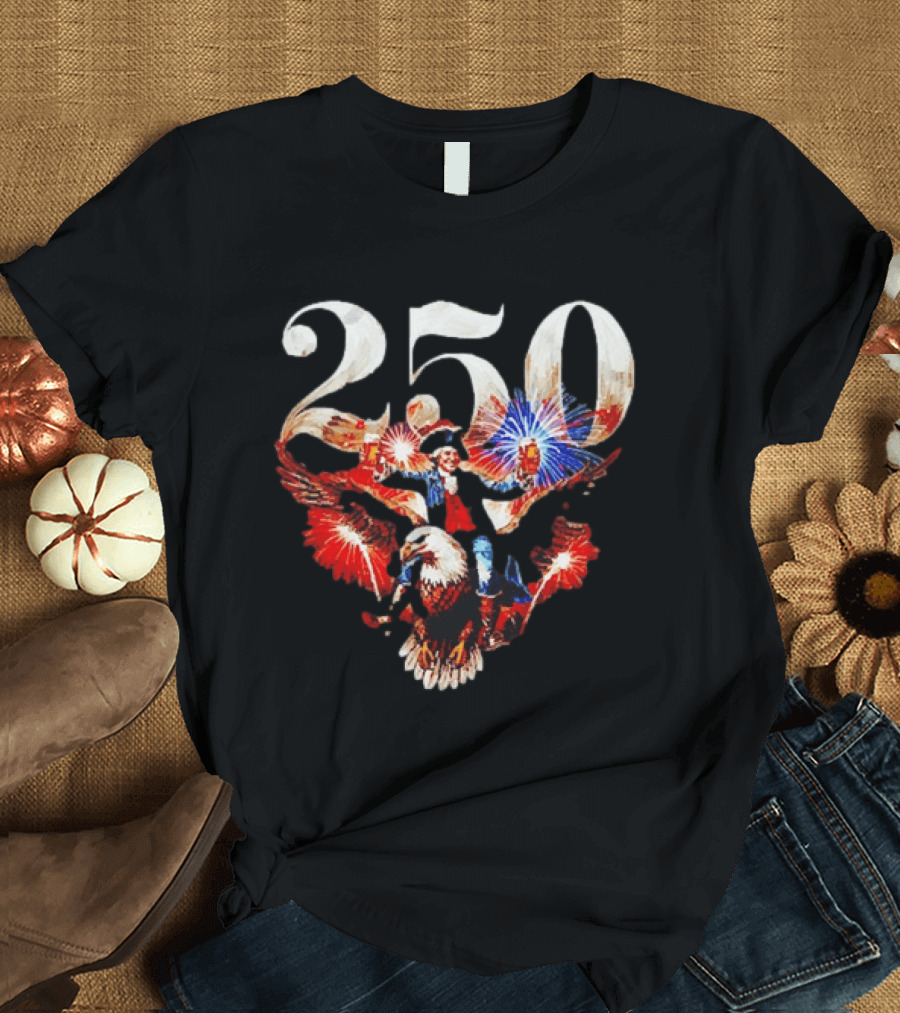 America 250 Ben Franklin Bald Eagle Fireworks T-Shirt