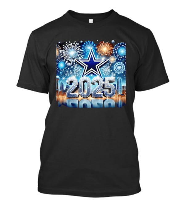 Dallas Cowboys 2025 New Year Firework Celebration Skyline T-Shirt