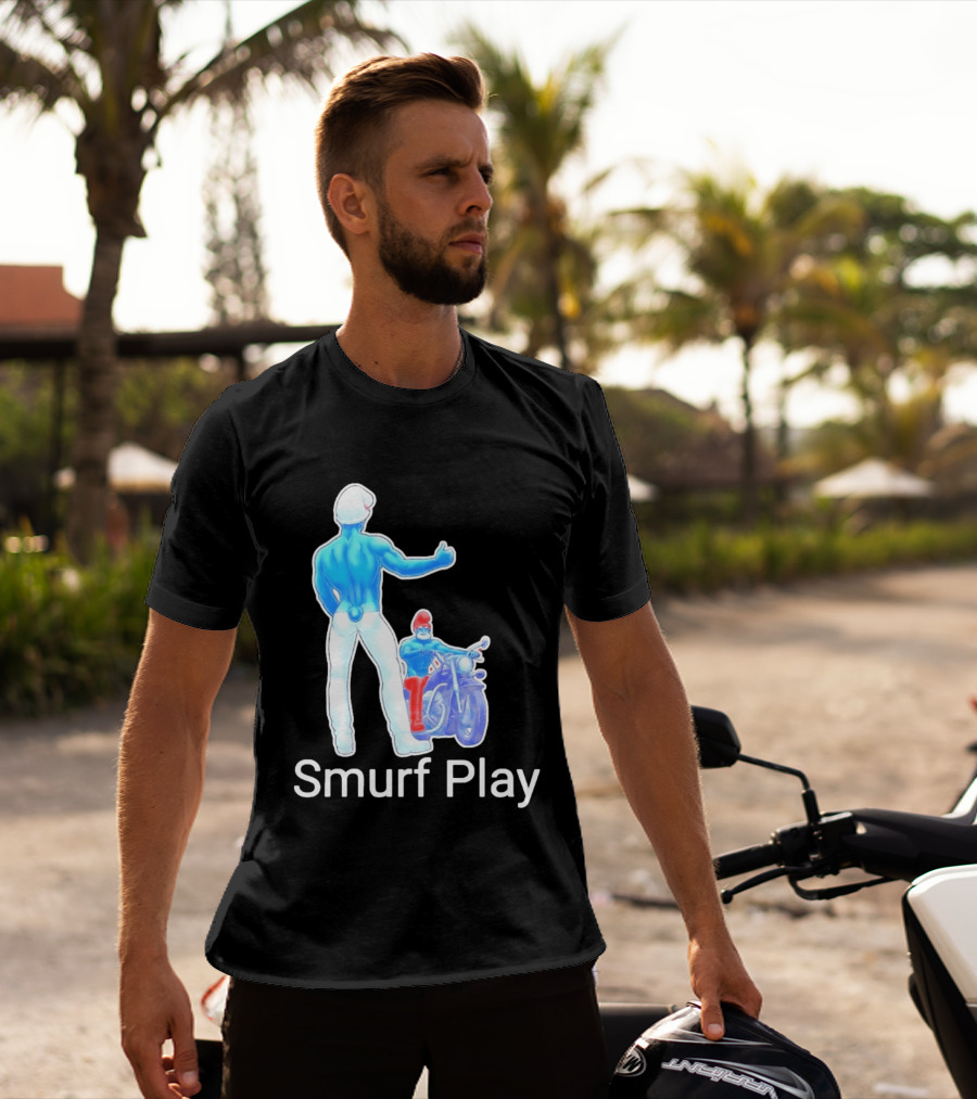 Smurf Play Gay LGBT Biker T-Shirt