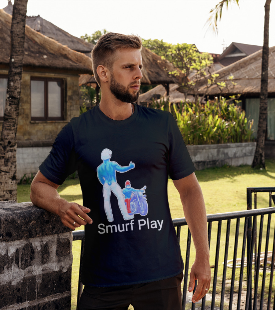 Smurf Play Gay LGBT Biker T-Shirt