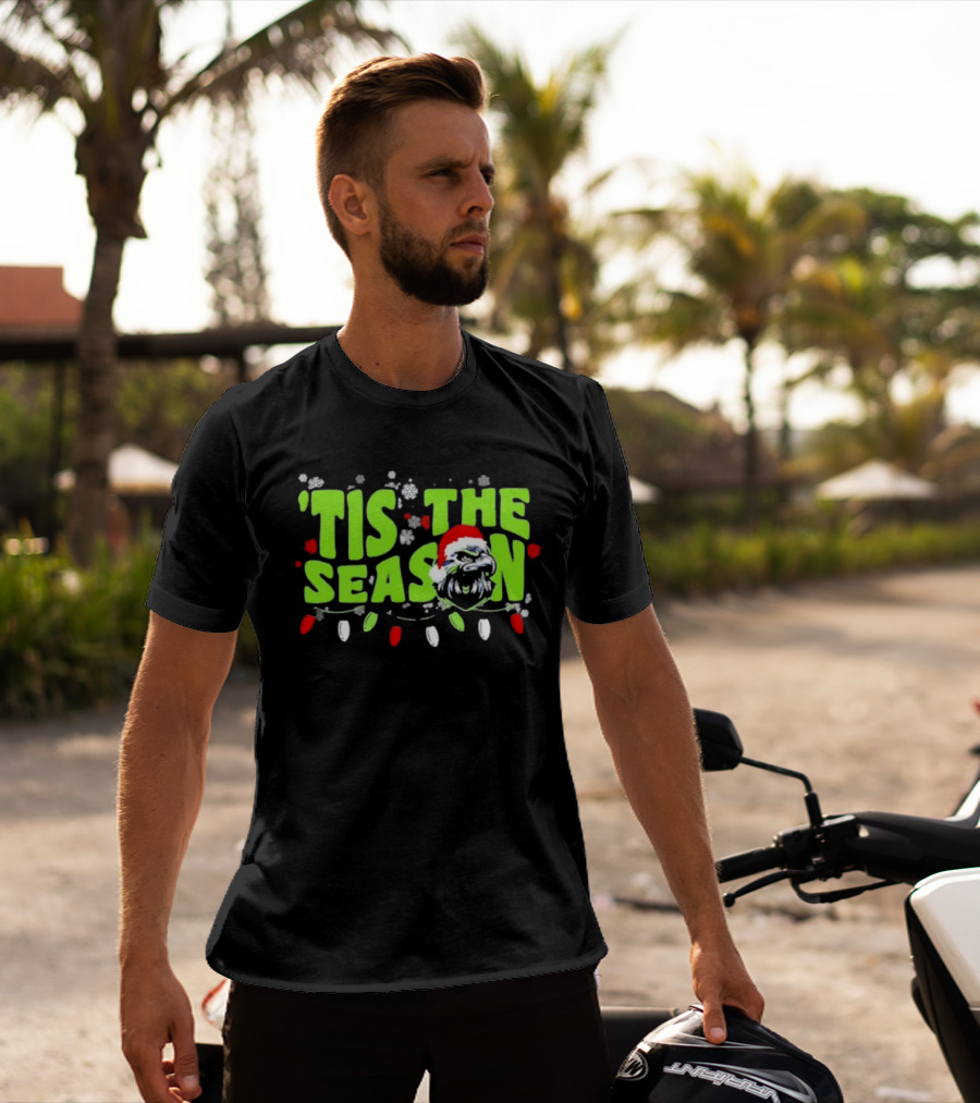 Tis The Season Christmas Seattle Seahawks Football Santa Hat T-Shirt