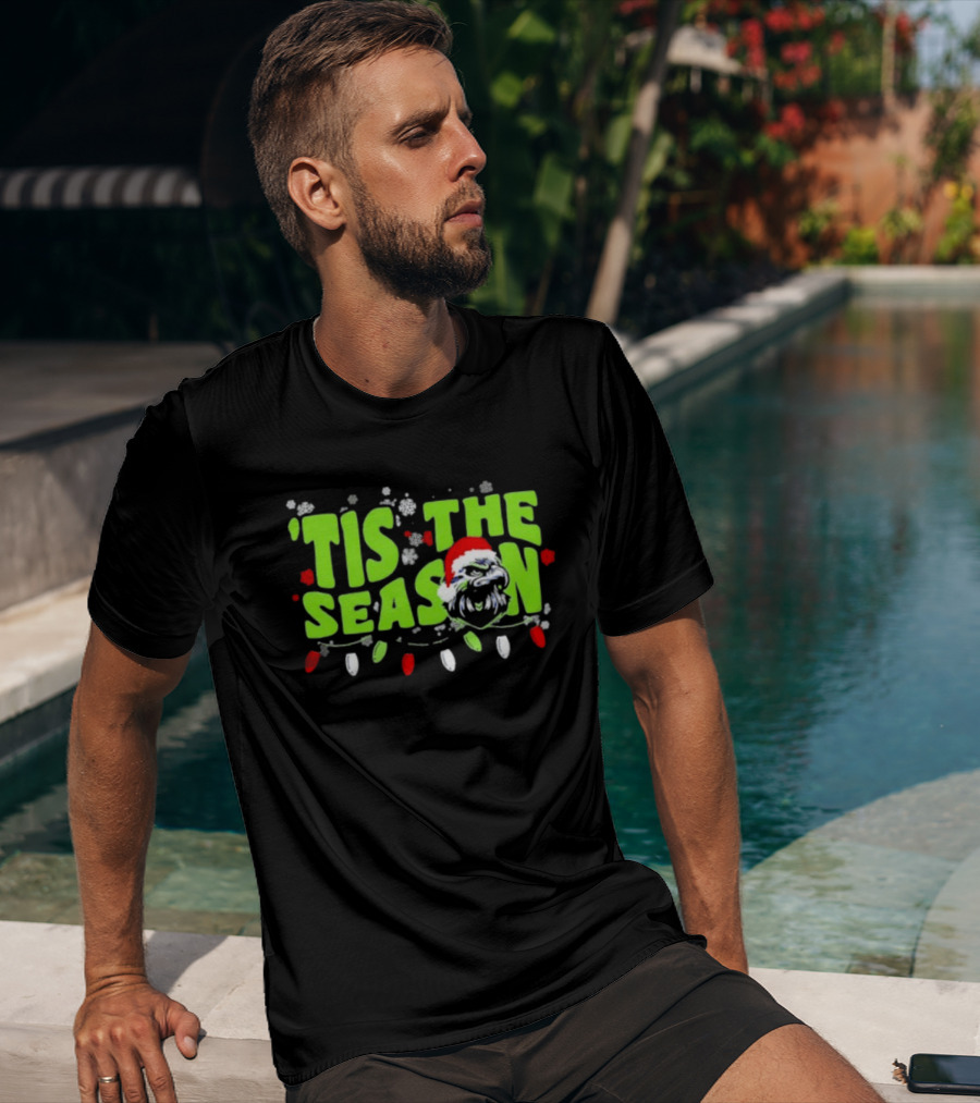 Tis The Season Christmas Seattle Seahawks Football Santa Hat T-Shirt