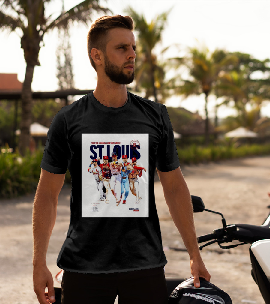 Take The Cardinals Uniform Survey St Louis Historic Baseball Players T-Shirt