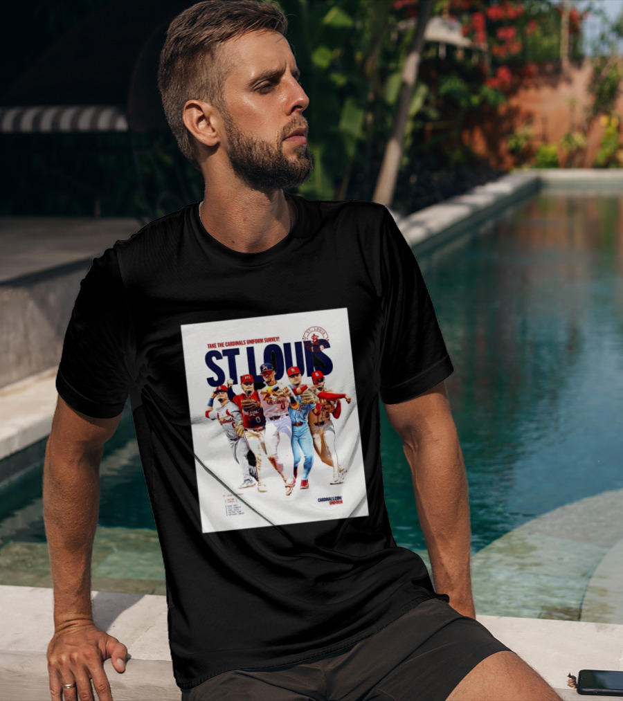 Take The Cardinals Uniform Survey St Louis Historic Baseball Players T-Shirt