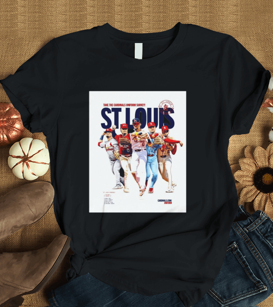 Take The Cardinals Uniform Survey St Louis Historic Baseball Players T-Shirt