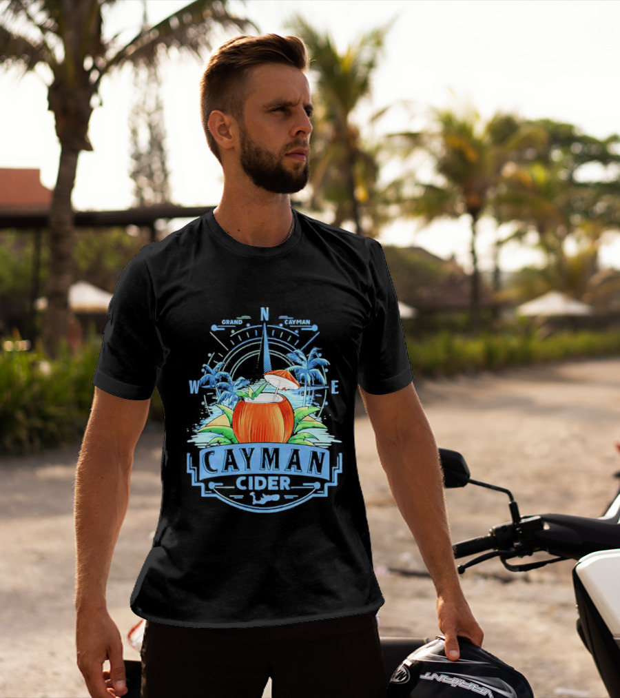 Cayman Cider Tropical Compass Palm Trees Beverage T-Shirt