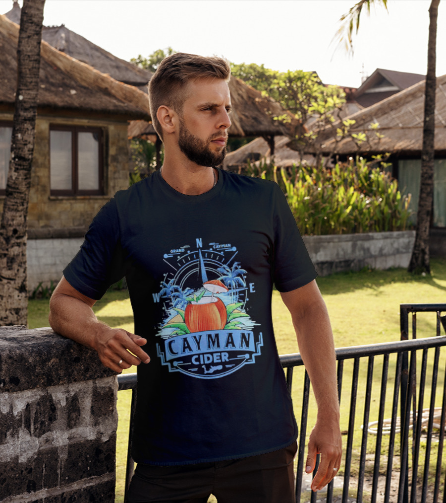 Cayman Cider Tropical Compass Palm Trees Beverage T-Shirt