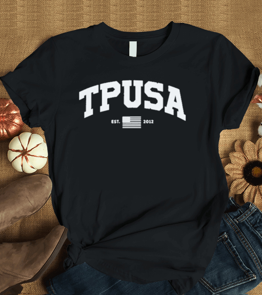 TPUSA Established 2012 Collegiate Style With Flag T-Shirt