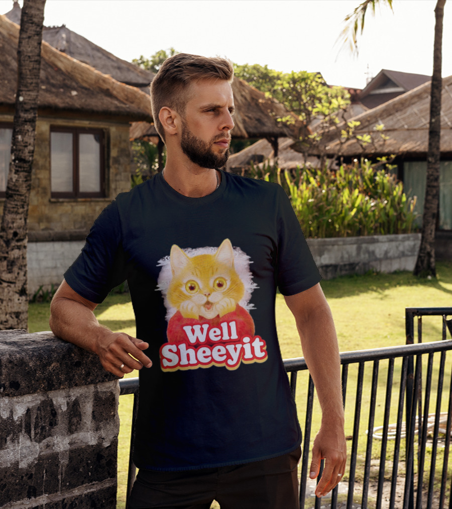 Well Sheeyit Surprised Orange Cat Humor T-Shirt