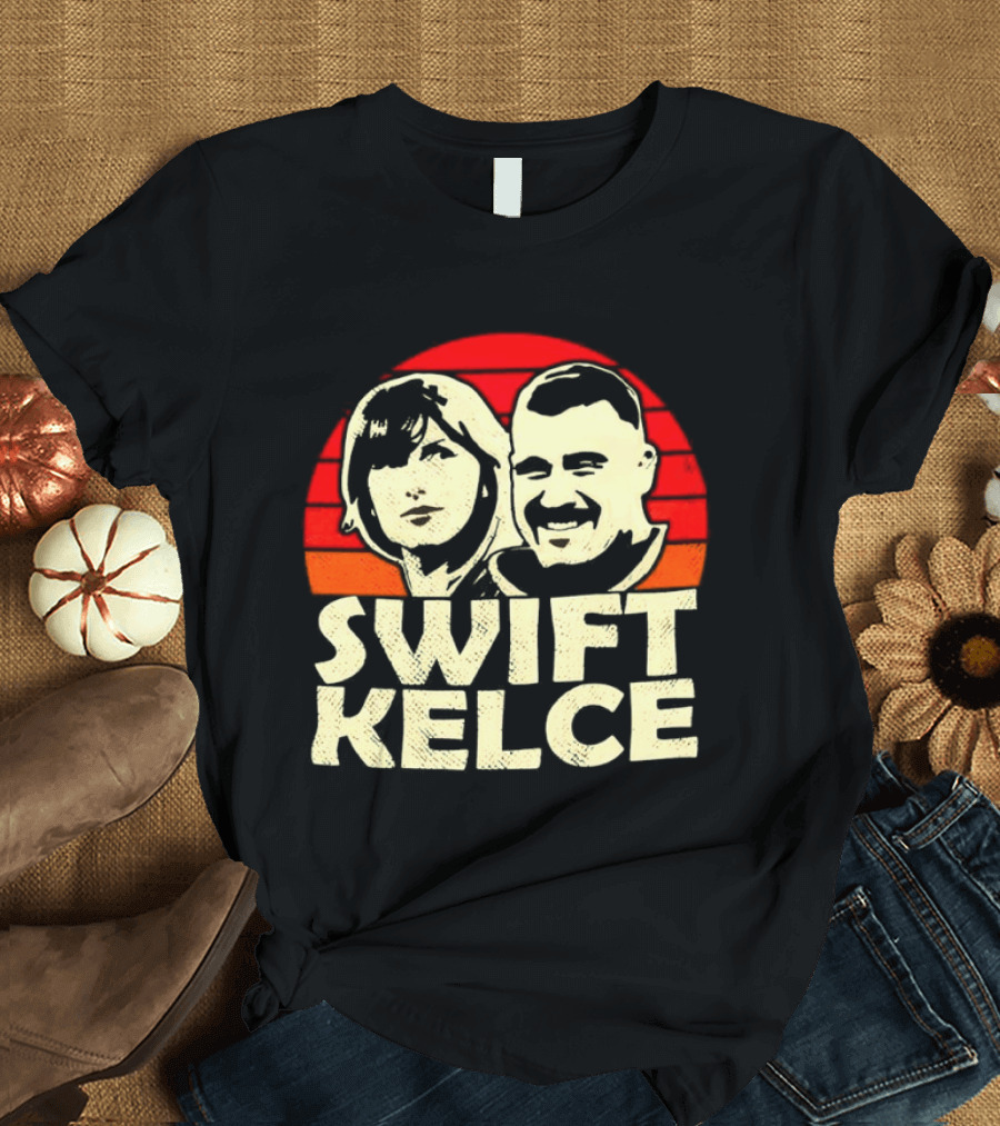 Kansas City Chiefs Swift Kelce Red Sunset T-Shirt