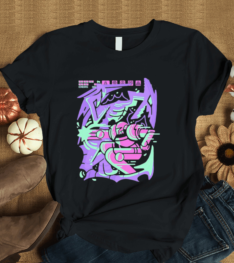 Metroid Space Pirate Skirmish Neon Glitch T-Shirt