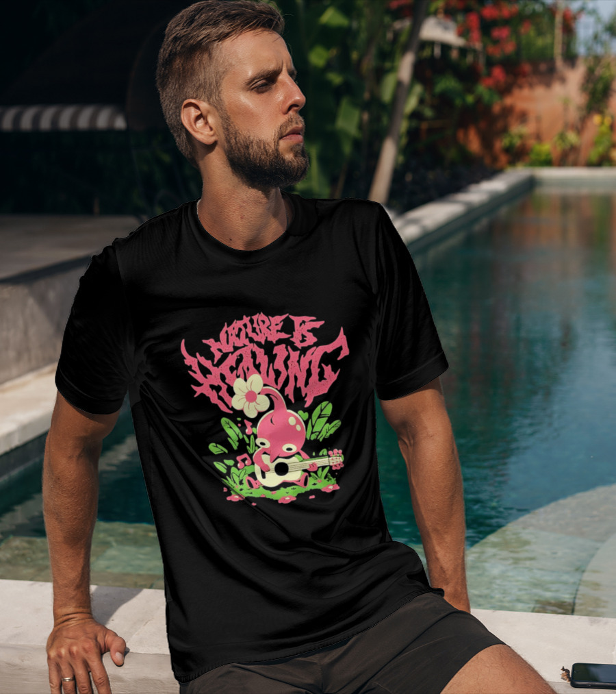 Nature Is Healing Pikmin Playing Guitar T-Shirt