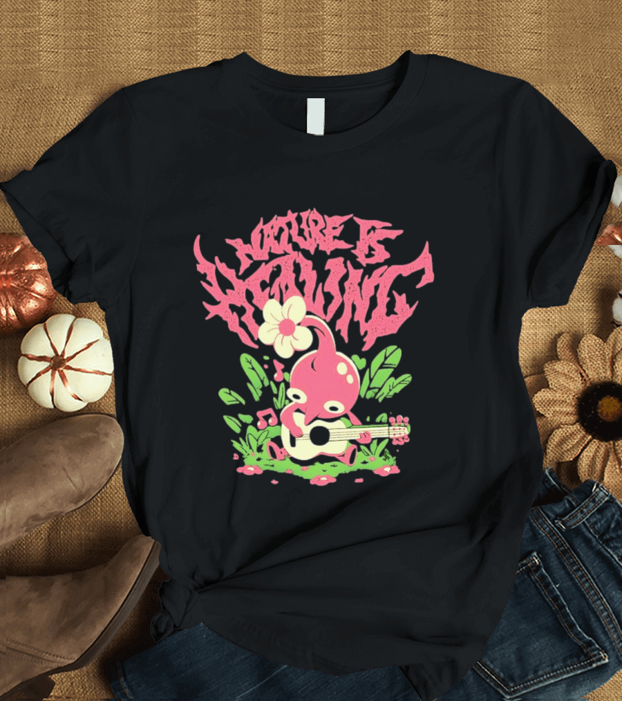 Nature Is Healing Pikmin Playing Guitar T-Shirt