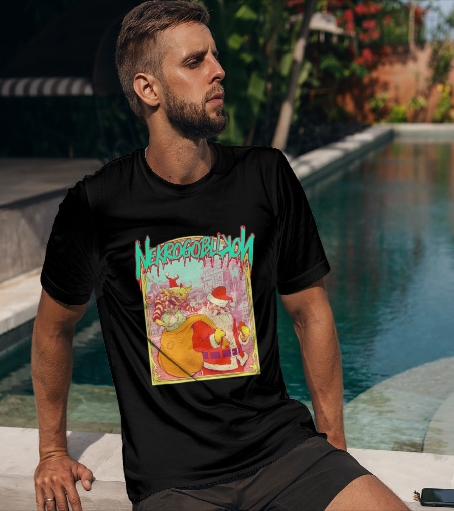 Santa Claus Nekrogoblikon Christmas Goblin Scene T-Shirt