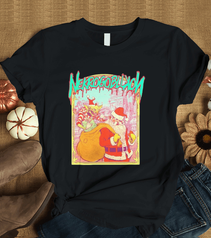 Santa Claus Nekrogoblikon Christmas Goblin Scene T-Shirt