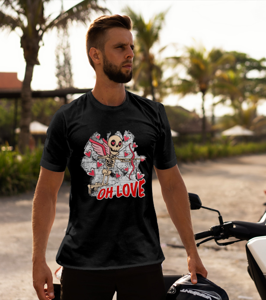 Skeleton Cupid Oh Love Hearts Valentine T-Shirt