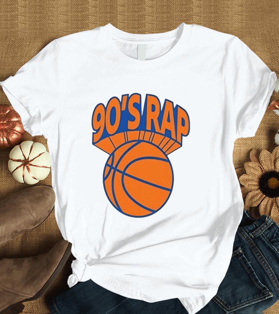 90's Rap Basketball Bold Orange Blue T-Shirt