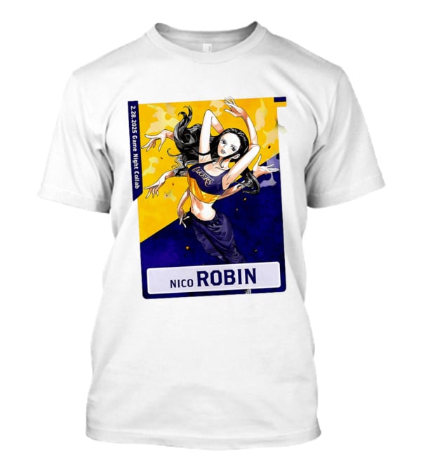 2025 Game Night Collab One Piece X Los Angeles Lakers Nico Robin T-Shirt