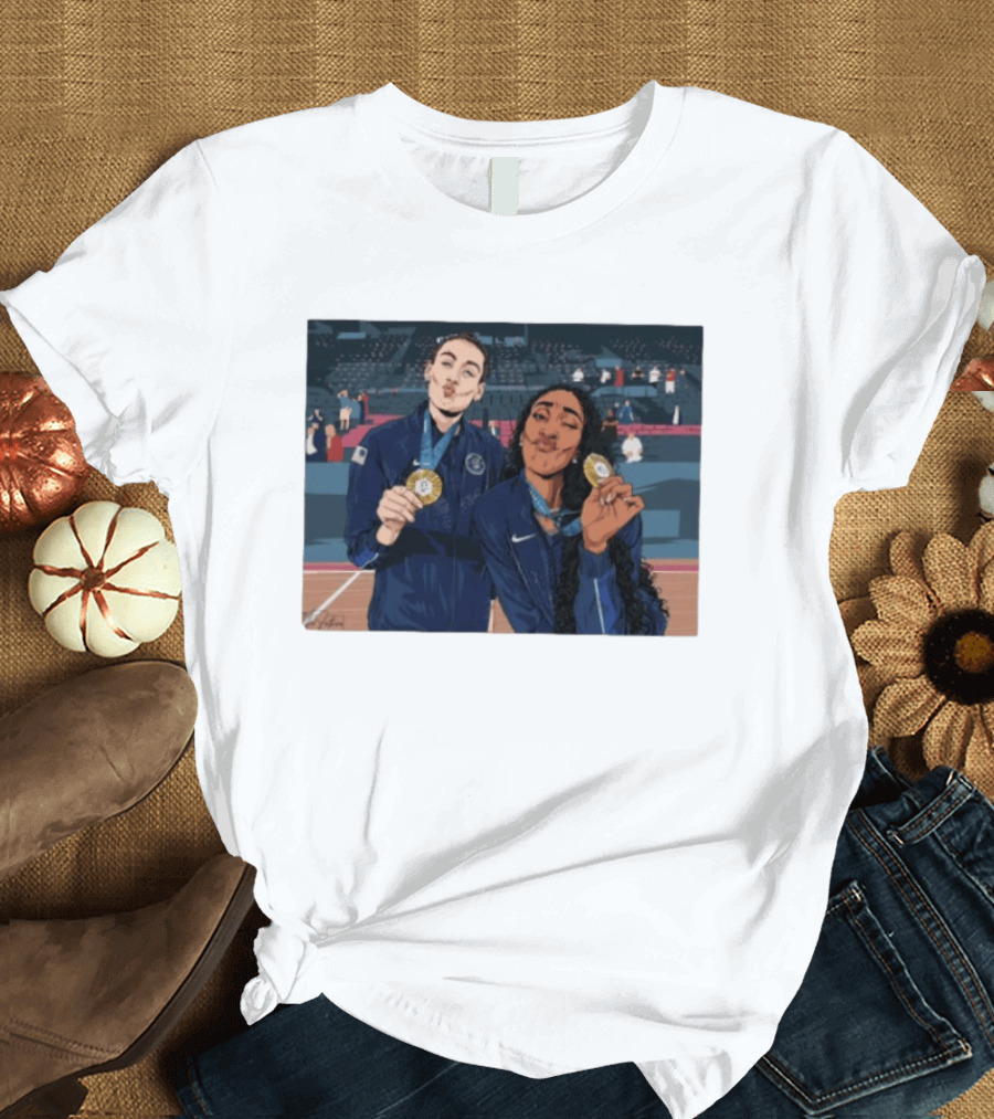 A'Ja Wilson Breanna Stewart Gold Medal Celebration WNBA T-Shirt