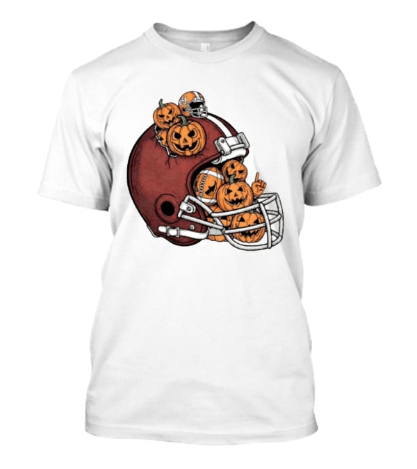 Cleveland Browns Halloween Pumpkin Football Helmet T-Shirt