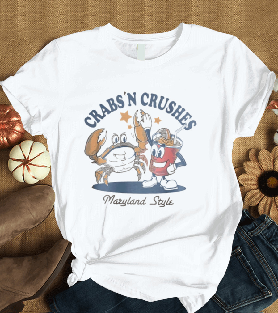 Crabs'n Crushes Maryland Style Cartoon T-Shirt
