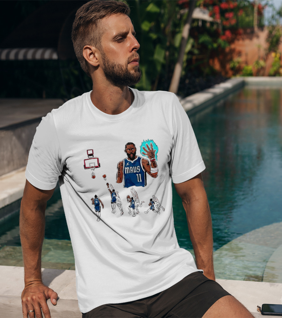 Dallas Mavericks Kyrie Irving Left Hand Hook Shot Game Winner Basketball Play Sequence T-Shirt