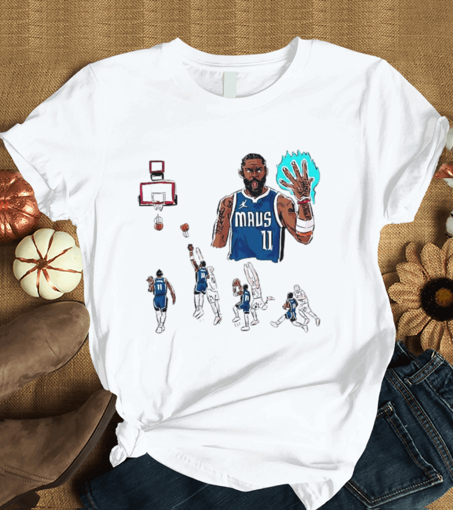 Dallas Mavericks Kyrie Irving Left Hand Hook Shot Game Winner Basketball Play Sequence T-Shirt