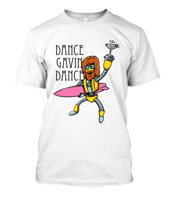 Dance Gavin Dance Surfing Robot With Pink Surfboard And Cocktail T-Shirt