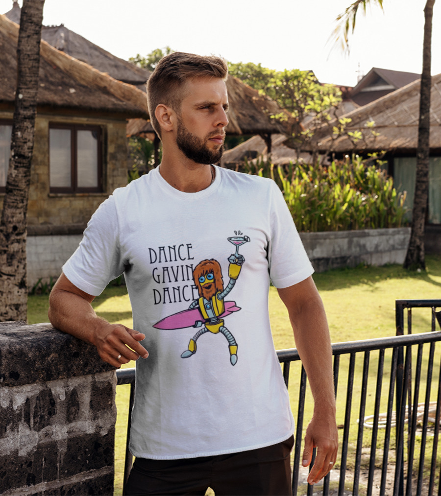 Dance Gavin Dance Surfing Robot With Pink Surfboard And Cocktail T-Shirt