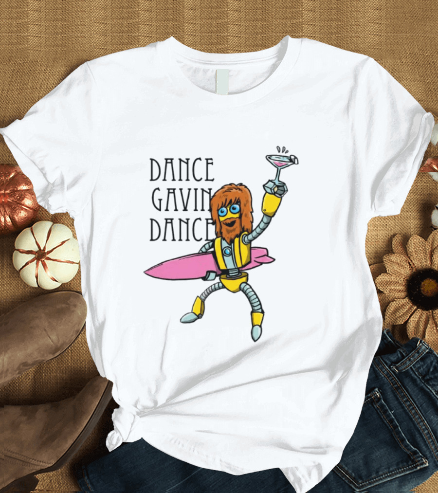 Dance Gavin Dance Surfing Robot With Pink Surfboard And Cocktail T-Shirt