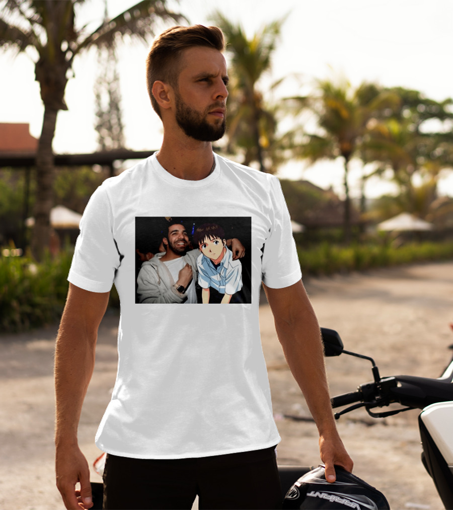 Drake With Shinji Ikari From Evangelion Anime T-Shirt