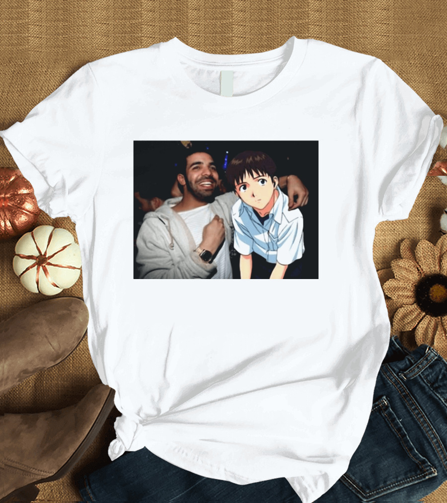 Drake With Shinji Ikari From Evangelion Anime T-Shirt