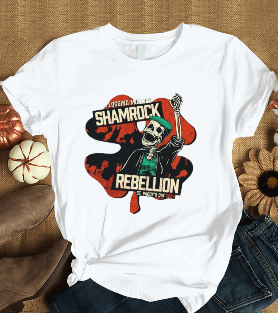 Flogging Molly Shamrock Rebellion St. Paddy's Day 2024 Skeleton T-Shirt