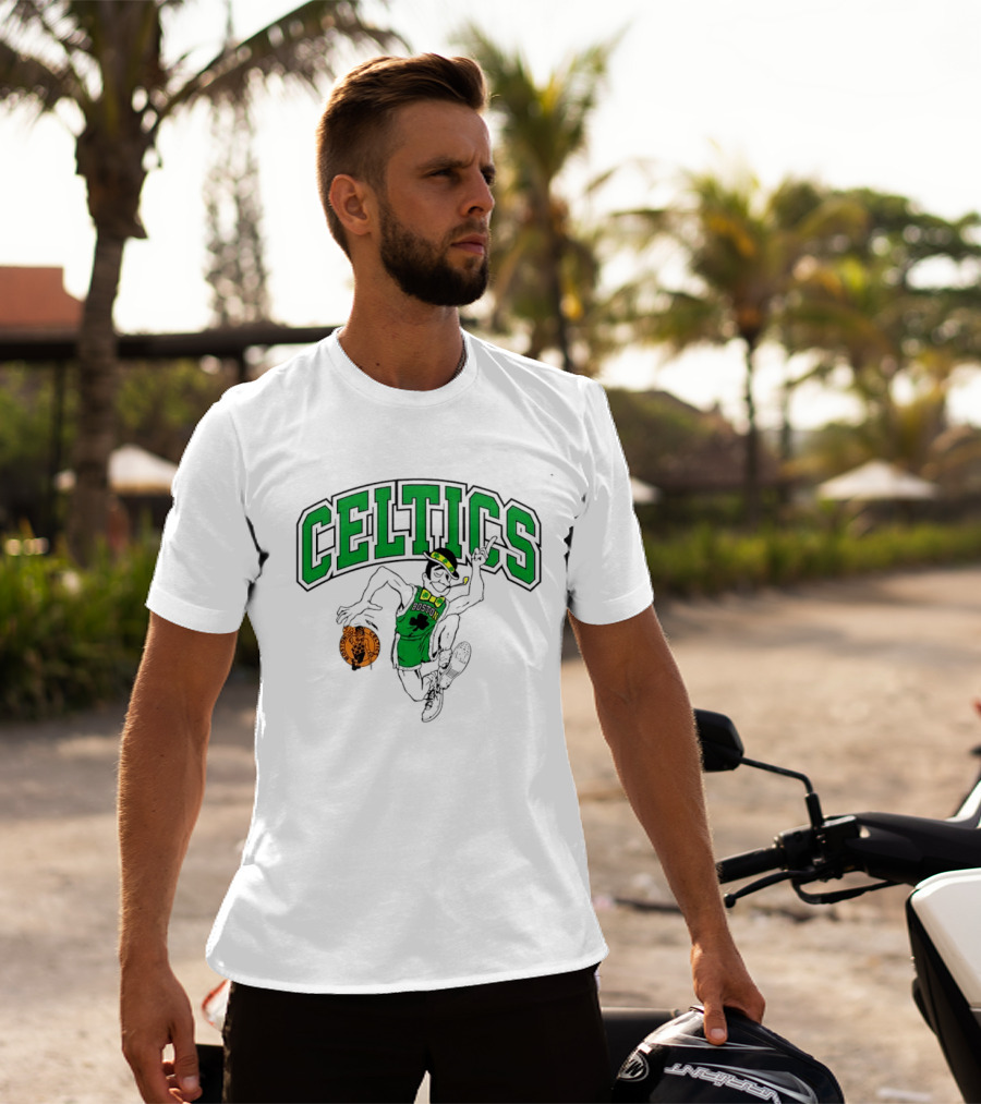 Boston Celtics Leprechaun Dancing Basketball St Patrick's Day Celebration T-Shirt