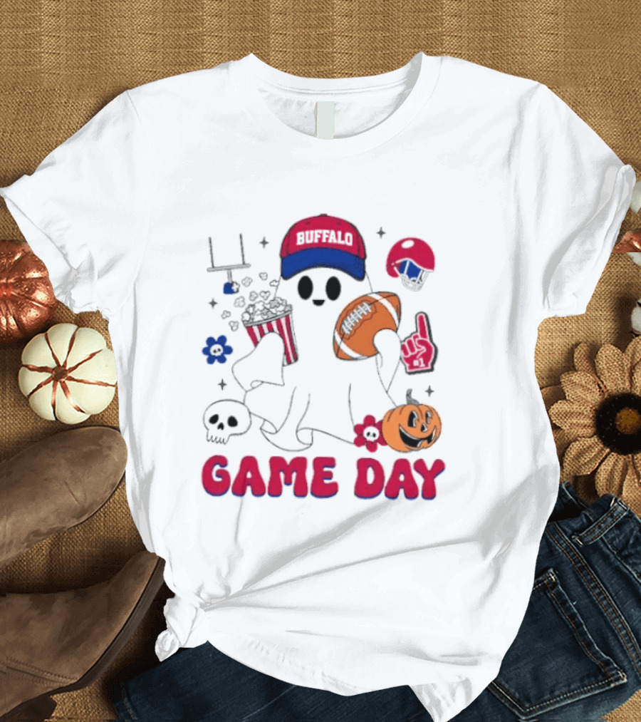 Buffalo Game Day Ghost Halloween Football Fun T-Shirt