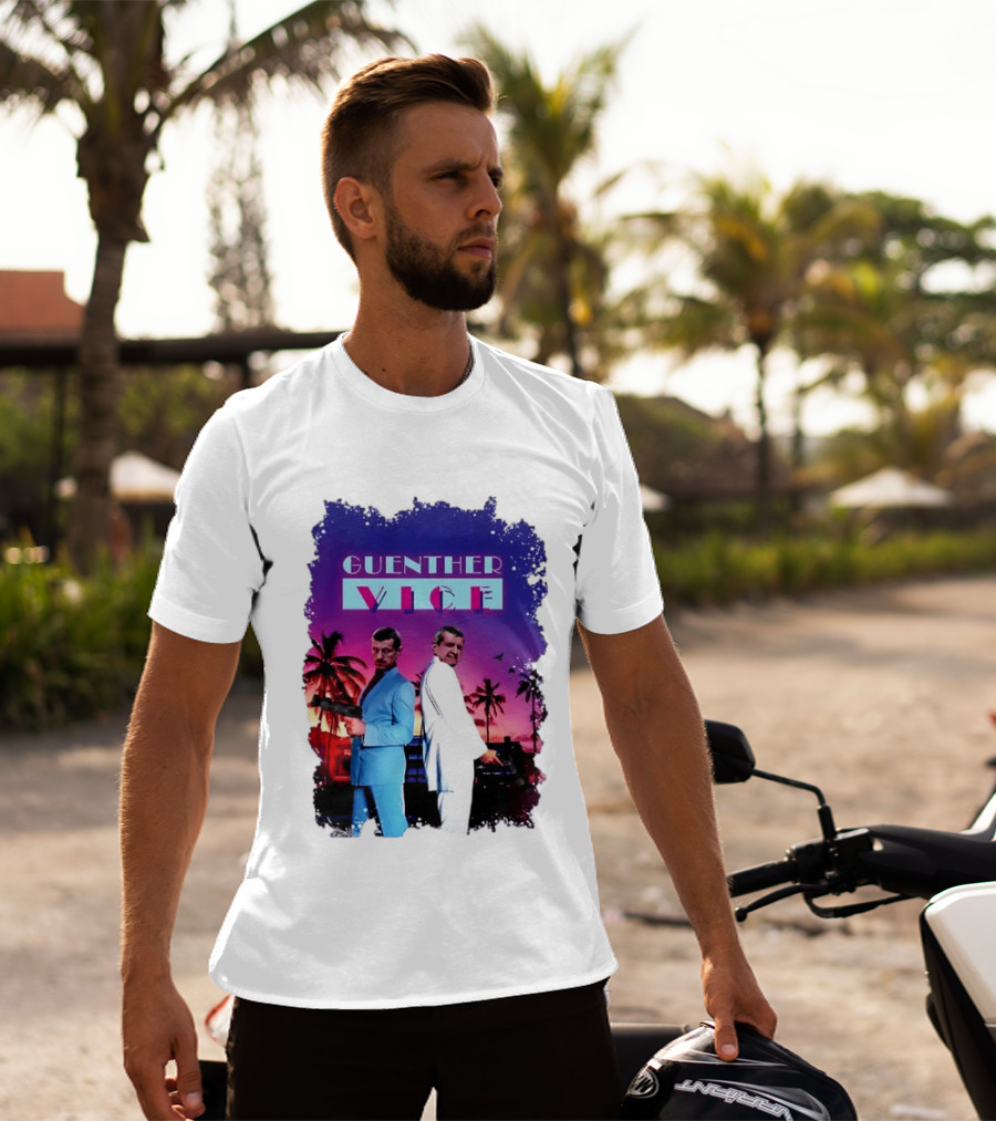 Guenther Vice 80s Retro Miami Style Palm Trees Sunset T-Shirt