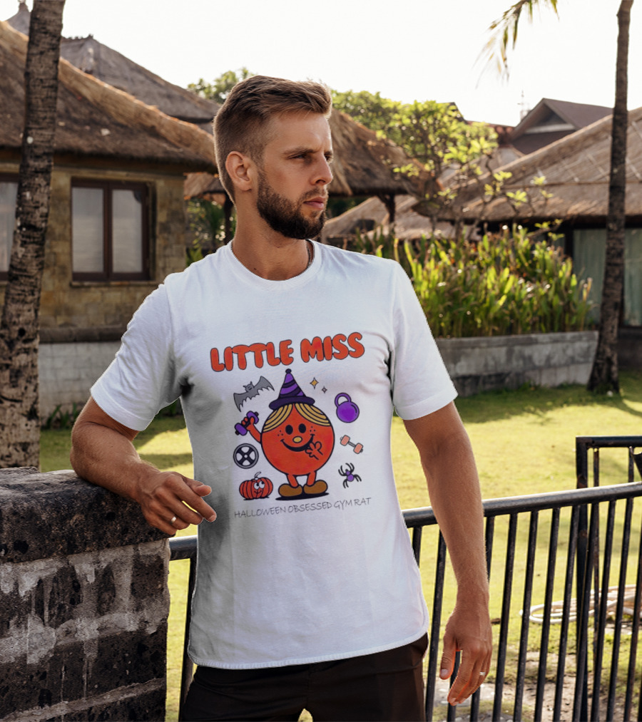 Little Miss Halloween Obsessed Gym Rat Witch With Pumpkins And Weights T-Shirt