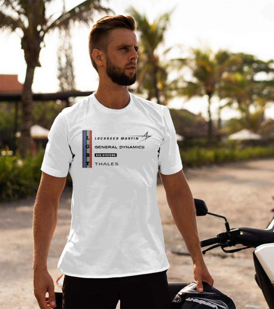 Lockheed Martin General Dynamics BAE Systems Thales LGBT Rainbow Vertical T-Shirt