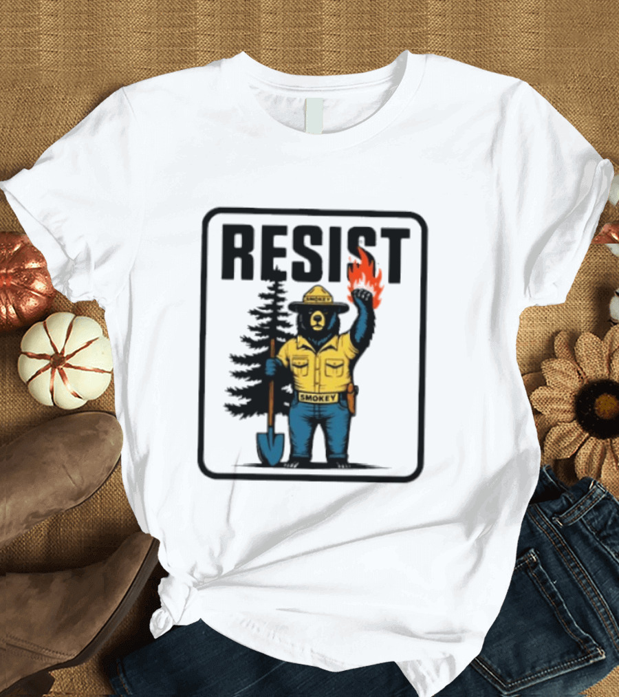 Resist Smokey Fire Prevention Bear California Forest T-Shirt