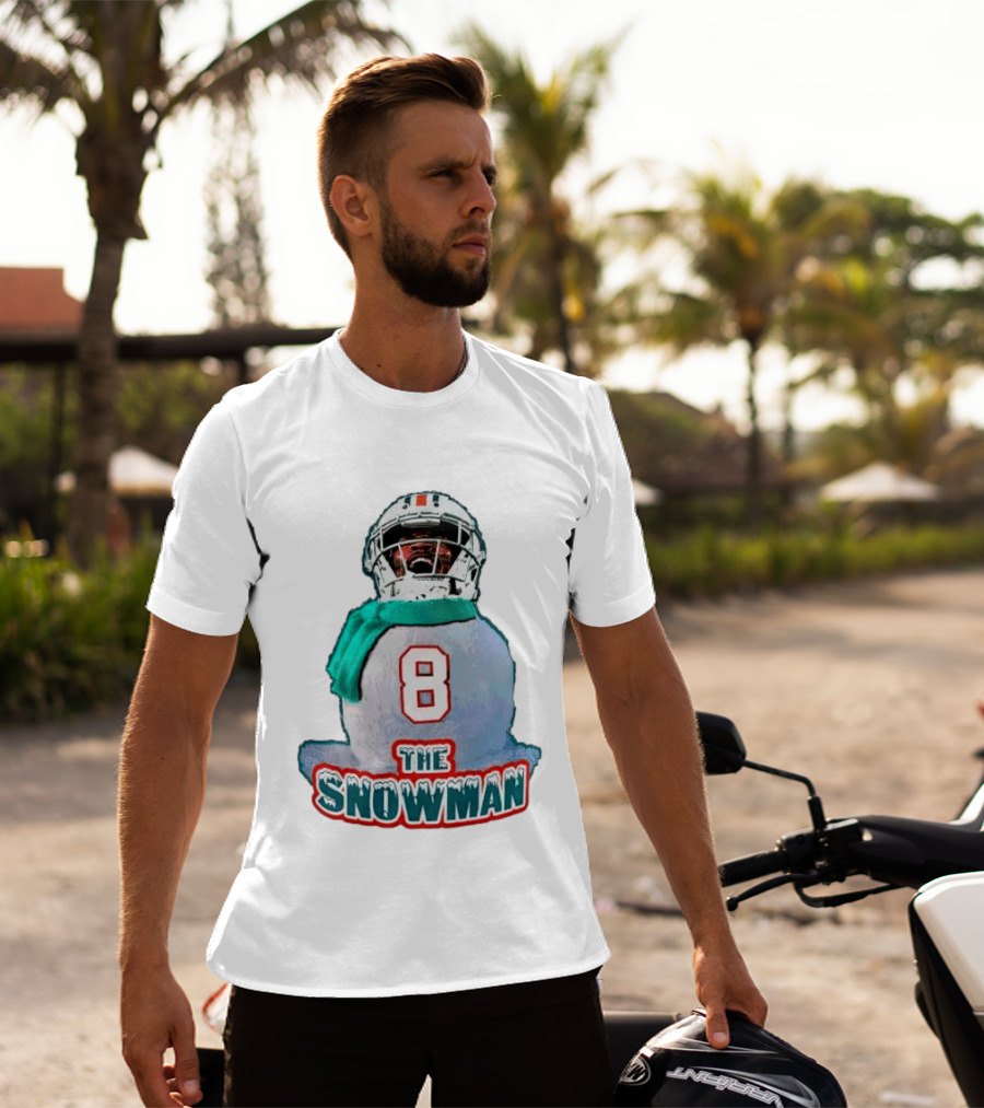Miami Dolphins Jevon Holland 8 The Snowman Christmas T-Shirt