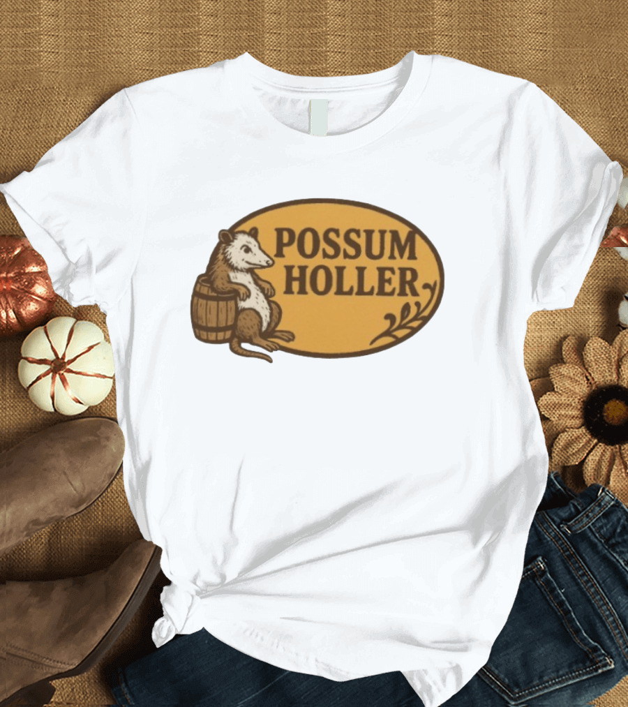 Possum Holler Rustic Opossum With Barrel T-Shirt