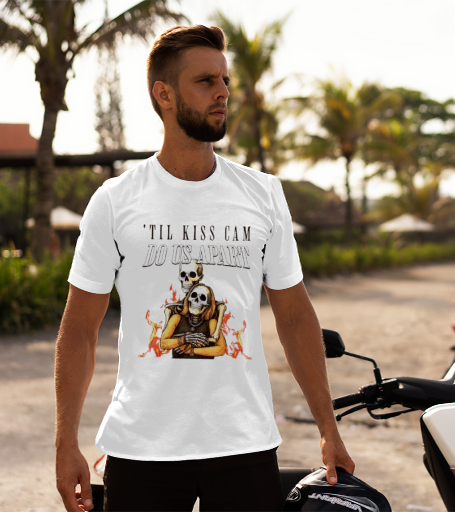 Til Kiss Cam Do Us Part Skeleton Halloween Flames T-Shirt