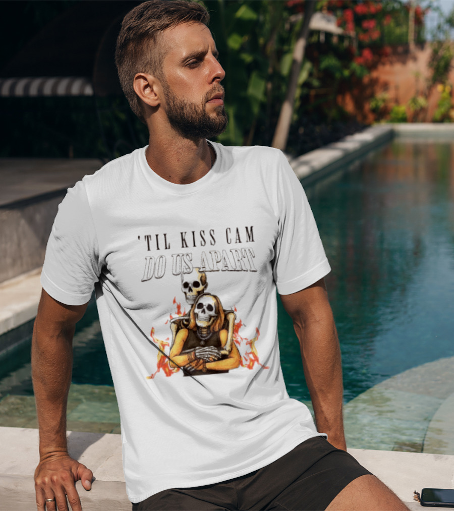 Til Kiss Cam Do Us Part Skeleton Halloween Flames T-Shirt
