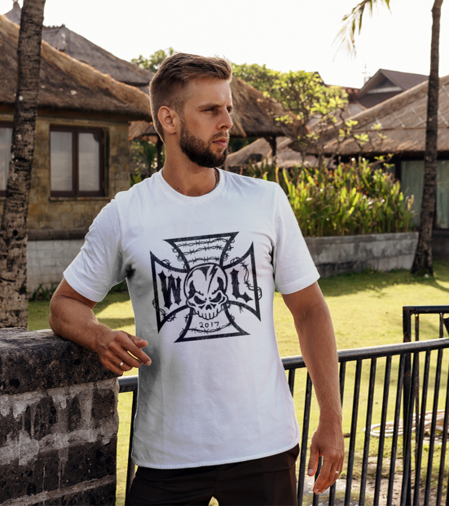 Warren Lotas Iron Cross Skull W L 2017 White T-Shirt